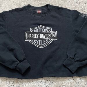 Harley-Davidson Black Sweatshirt with Logo and Crew Neck Style